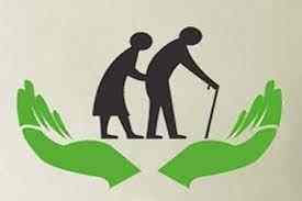 Elderly parents walking with a stick